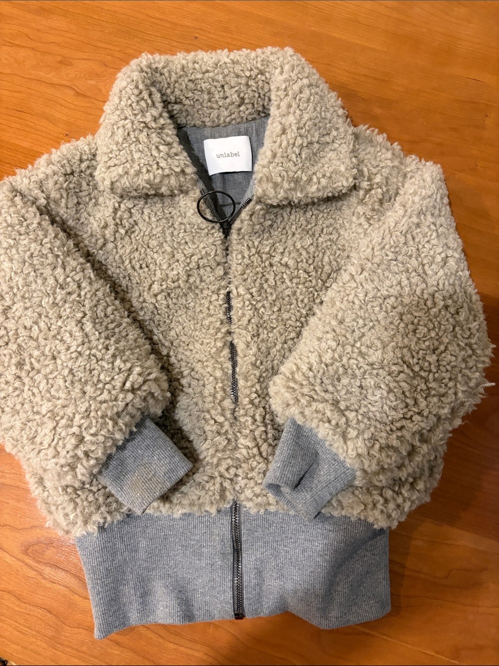 Unlabel Beige Sherpa Zip-Front Kids Puffer Jacket